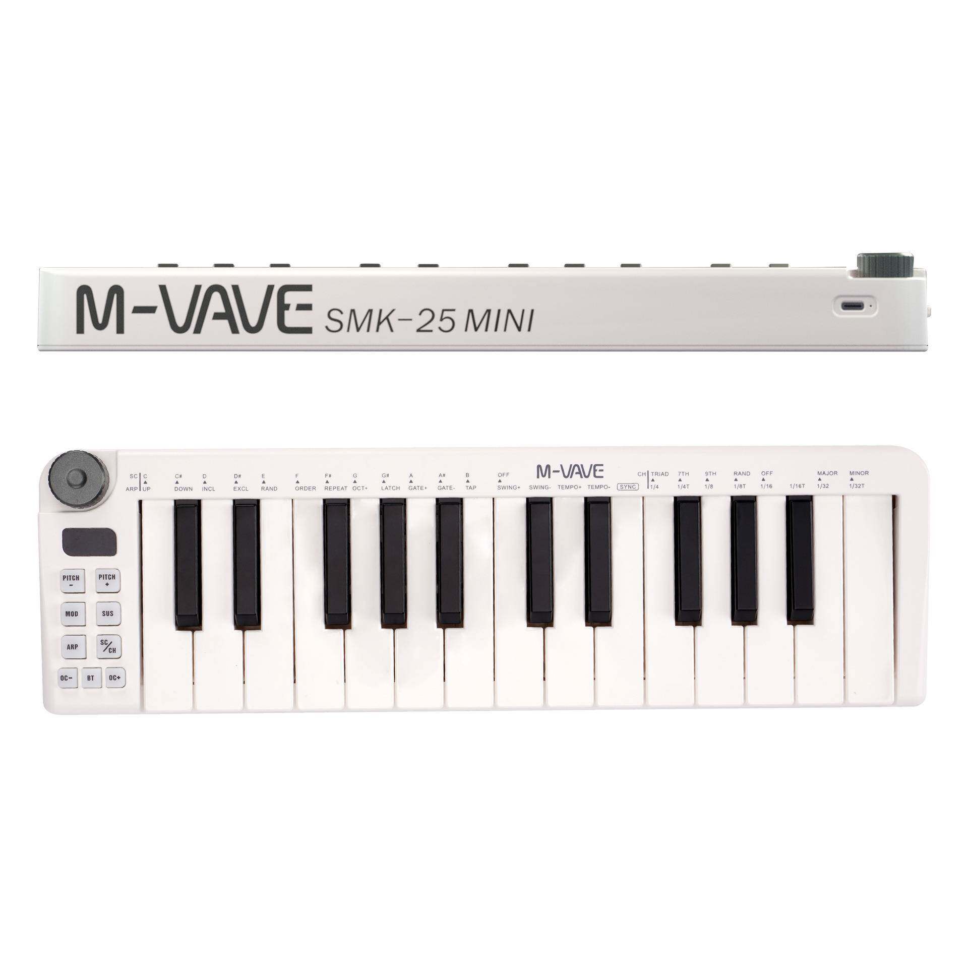 MIDI键盘音乐编曲电音便携力度感应琴键无线连接控制器SMK-25MINI