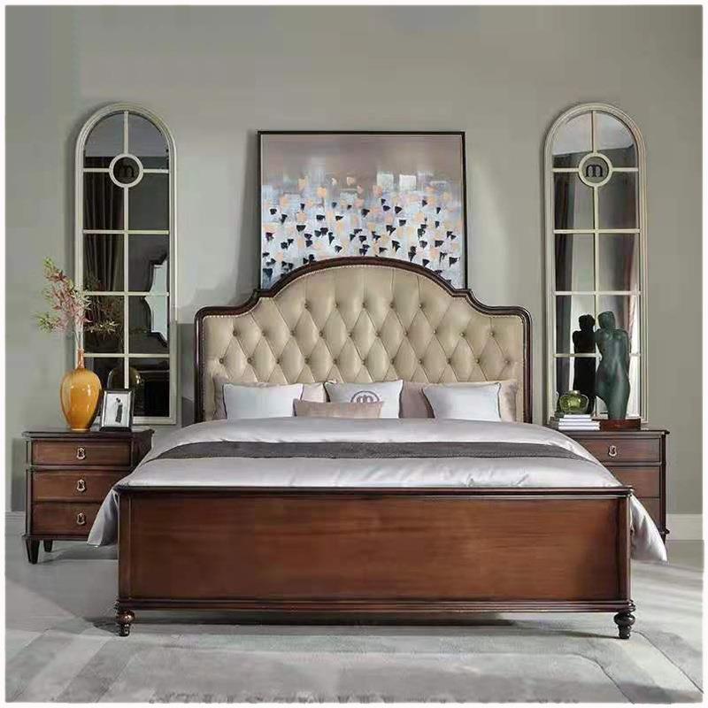 美式实木1米8床主卧大床主卧双人床欧式皮艺双人床