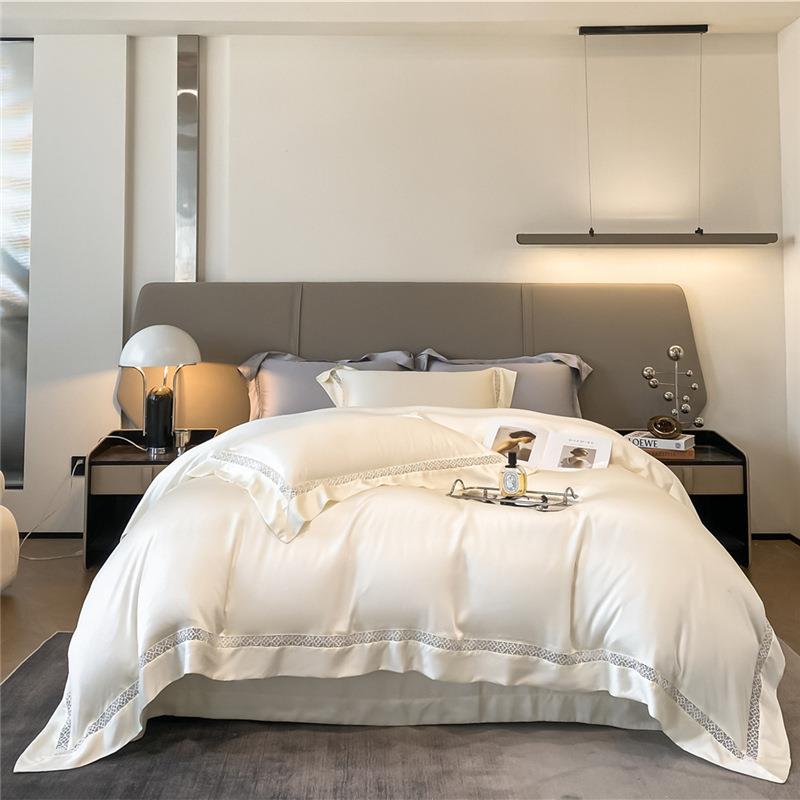轻奢风100支莱赛尔天丝镂空四件套纯色春夏季丝滑凉感裸睡四件套4