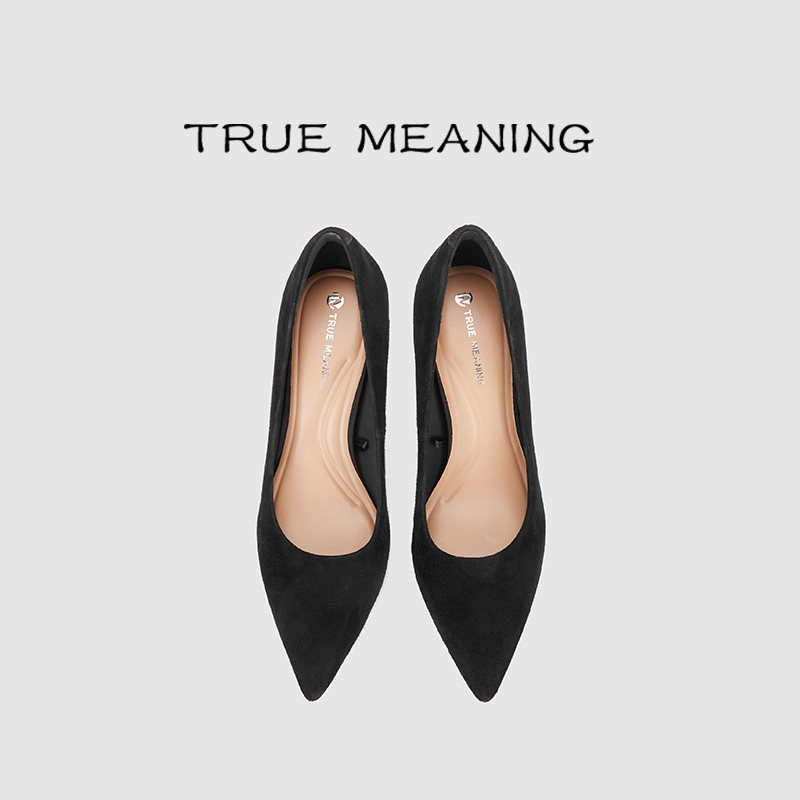 TM第5乐章8cm黑色绒面高跟鞋