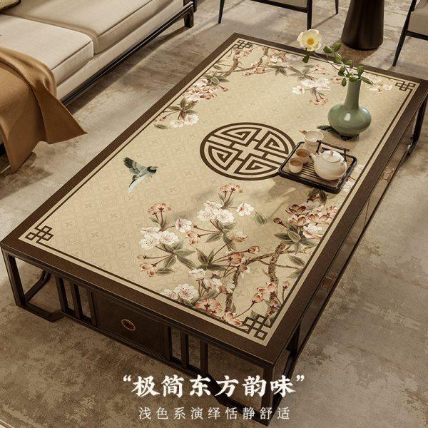 喜即玉殿春新中式餐桌垫子防水防油防烫免洗长方形客厅餐桌茶几垫,居家布艺,茶几垫,淘宝优惠券,粉丝福利购,淘宝优惠卷