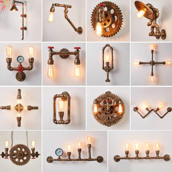 酒吧咖啡厅餐厅复古怀旧工业风创意个性过道楼梯墙壁装饰水管壁灯