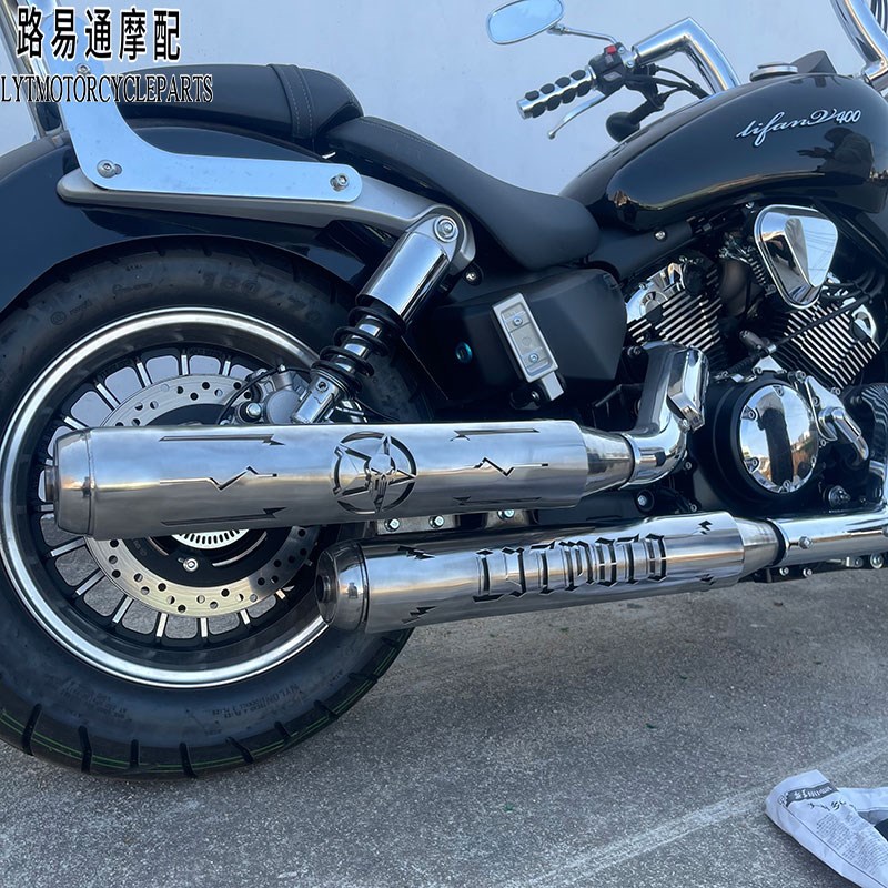 适用力帆V400改装排气隔热罩v400改装不锈钢排气防V烫罩改装后靠