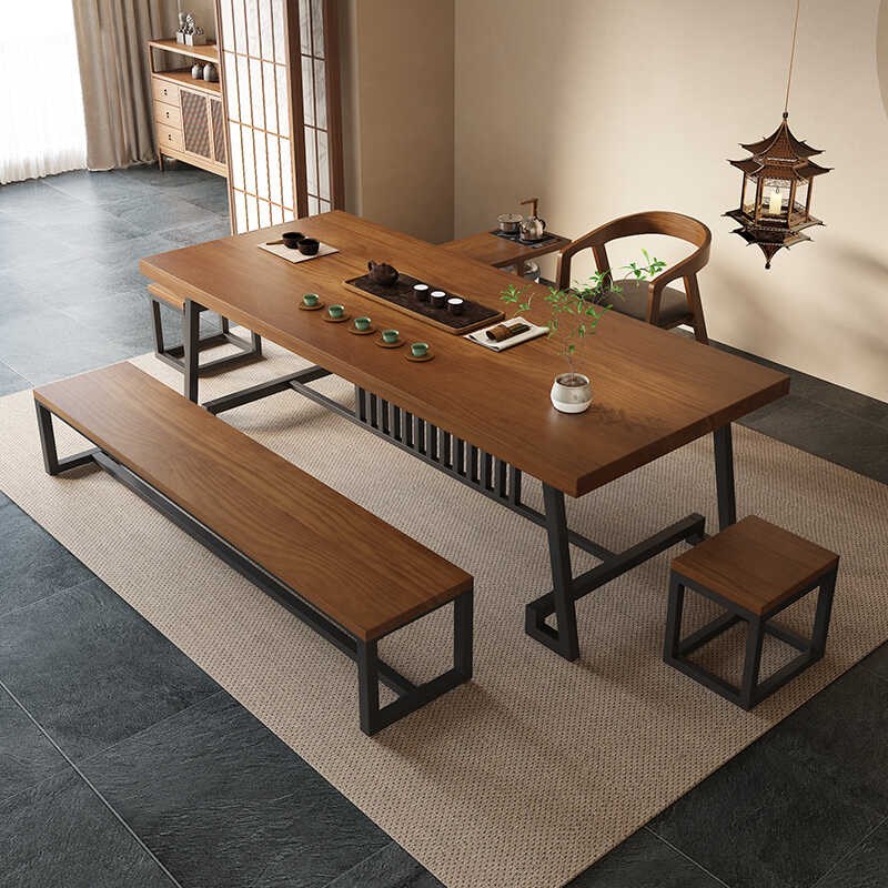 茶台茶桌新中式实木铁艺泡茶台茶H室家用S功夫茶几套餐组合