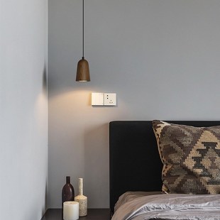 升降悬停小吊灯可自由伸缩调节床头吊灯玄关N卧室日式 奶油风吊线