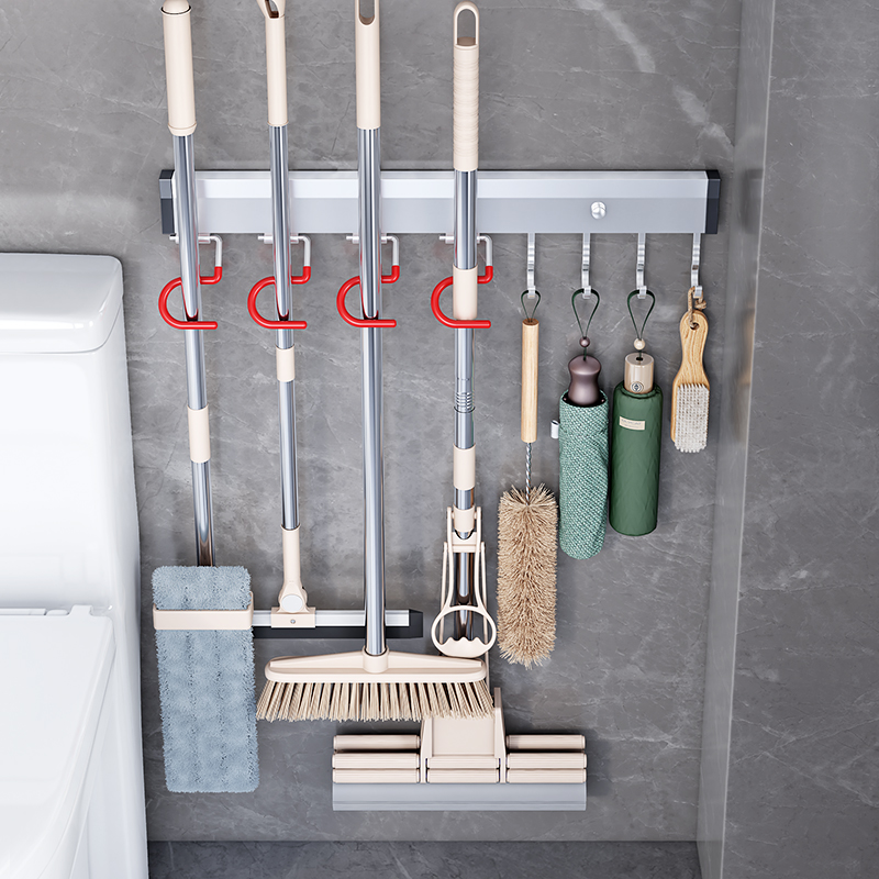 浴室挂拖把挂钩神器挂架壁挂x扫把夹收纳免打孔拖布架子阳台置物