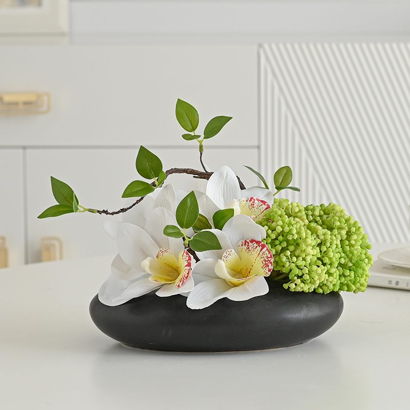 大圆桌中间转盘摆花酒店r餐桌摆件中式圆形创意桌芯装饰品摆设桌