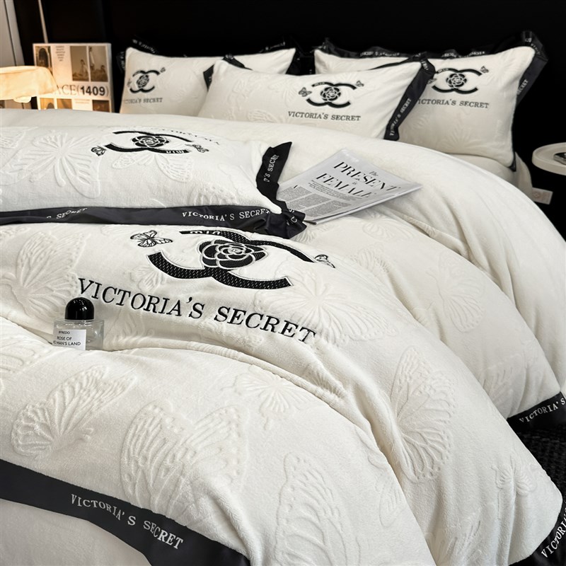 牛奶绒四a件套2025新款冬季加绒双面法兰绒床单被套床上三件套加