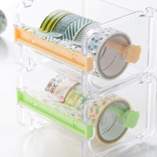 和纸胶带切割器创意简约多功能神器学生桌面手账分装透明收纳盒