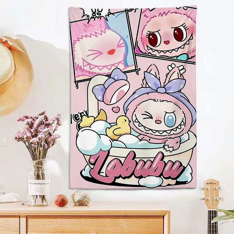 拉布布LaBuBu可爱兔t子背景布网红卡通娃娃装饰挂布学生宿舍墙布