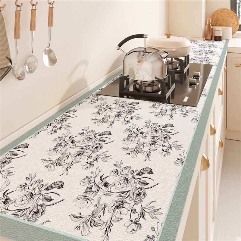 厨房灶台专用台面保护垫防油防A水免洗耐高温皮革桌布厨柜防脏桌