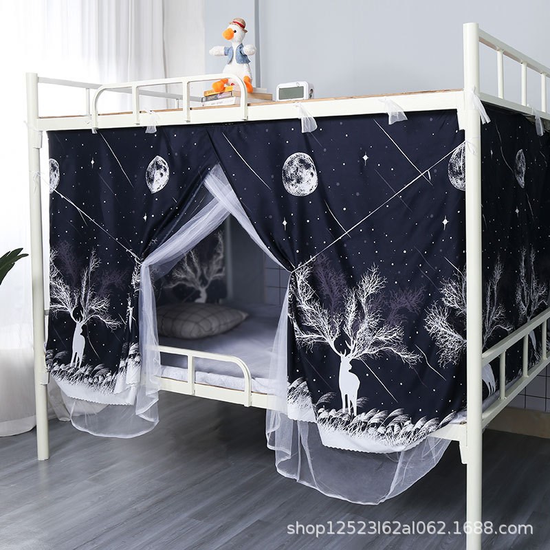 床帘遮光布一体式学生宿舍蚊帐遮光全包围上铺下铺通用.单人床围