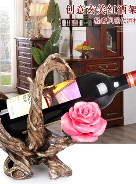 欧式红酒架摆件创意酒柜树脂装y饰品酒架置物架客厅家用现代展示