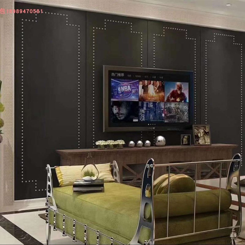 定制电视b硬包背景墙现代简约床头软包皮革轻奢客厅卧室沙发背景