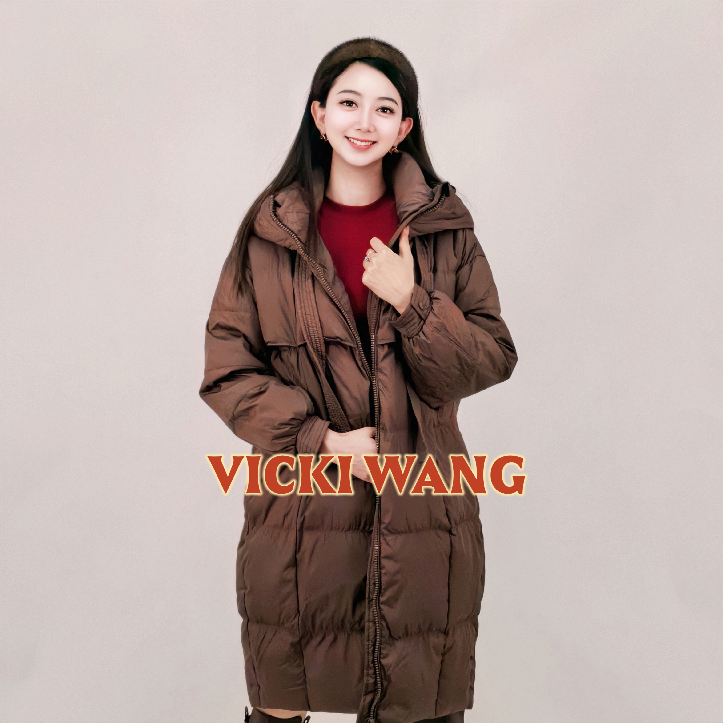 茧型连帽中长款羽绒服女加厚保暖廓形外套