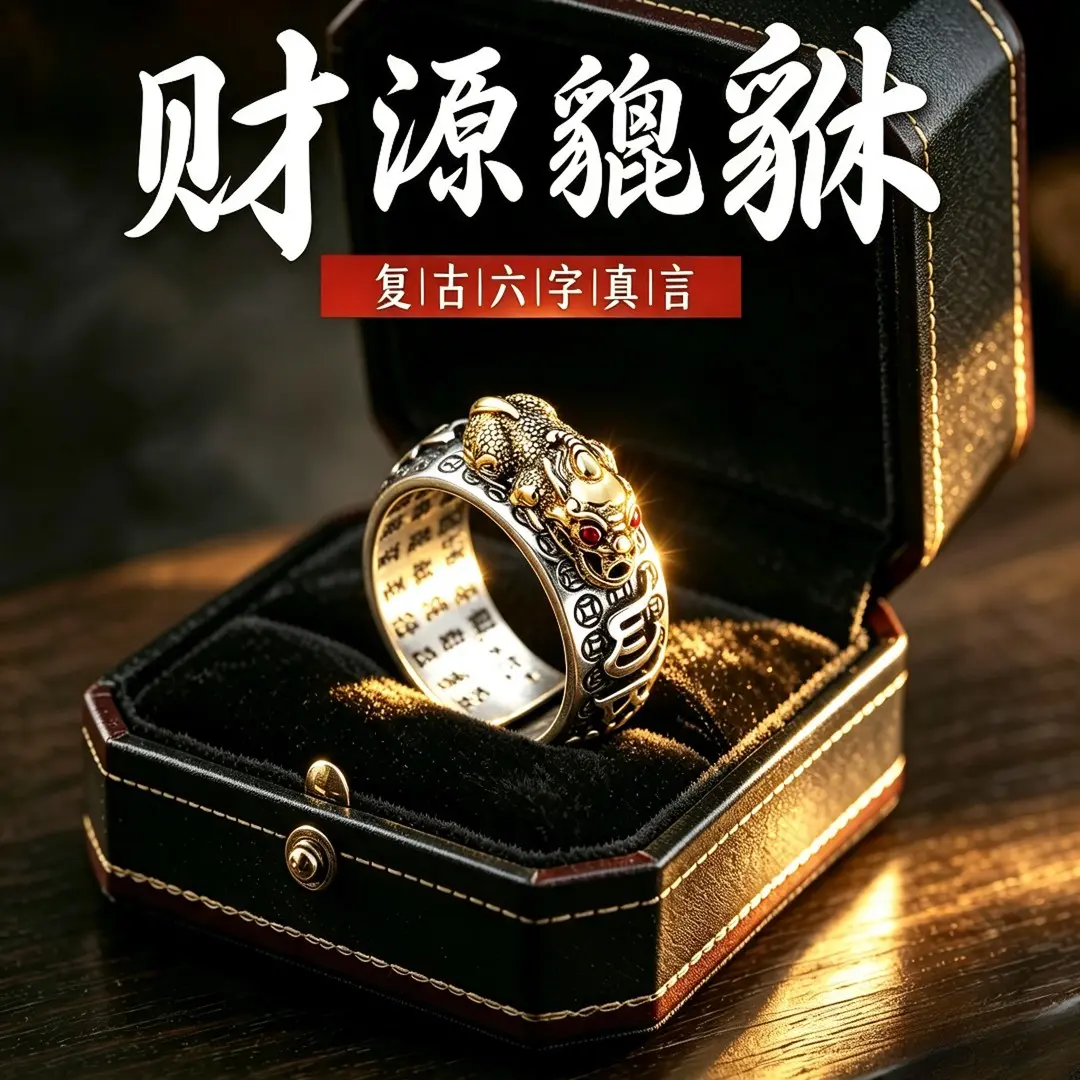 合金戒指复古财源貔貅戒指男款