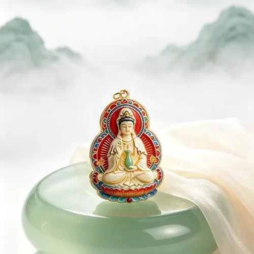 新中式宝瓶莲花观音吊坠高级百搭