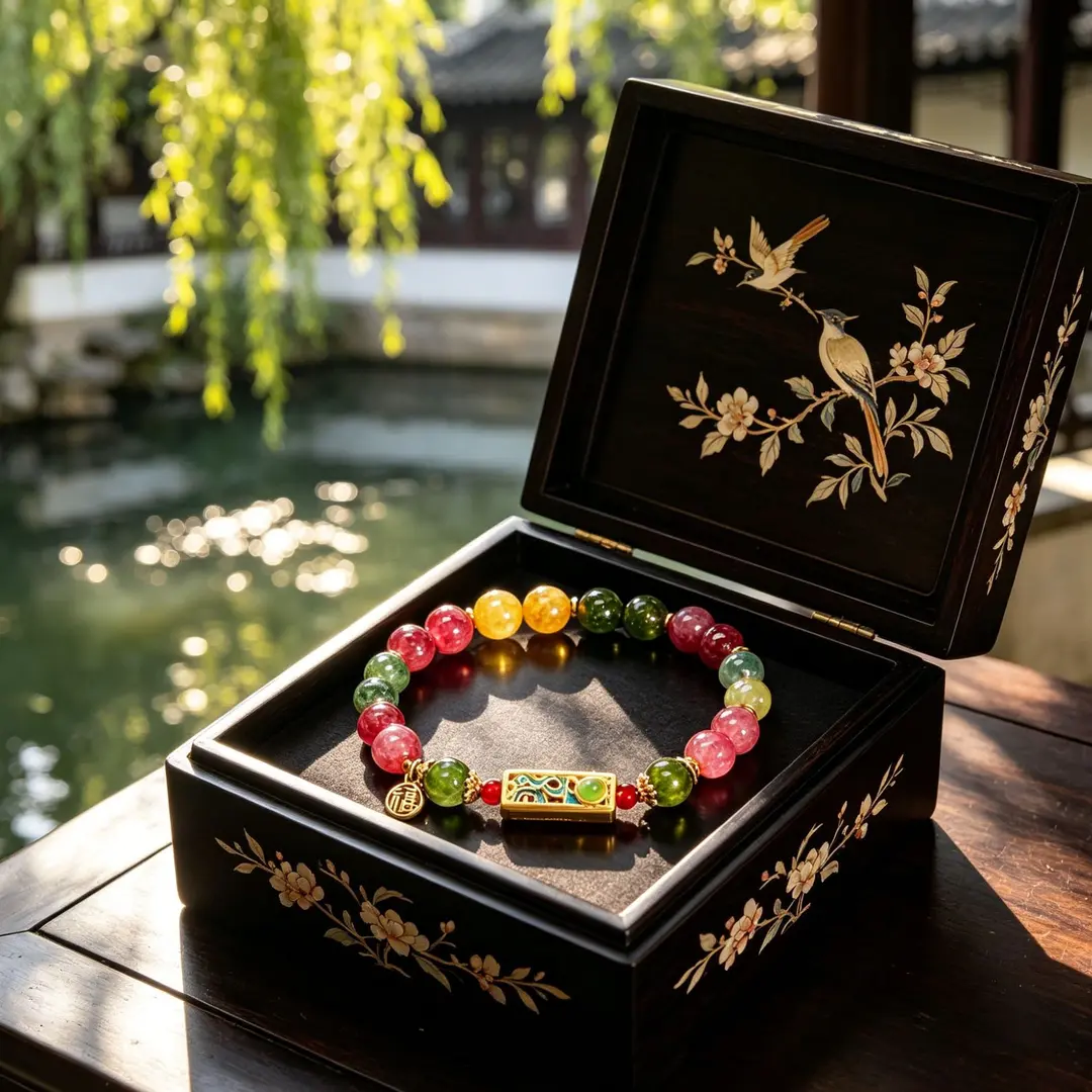 新中式彩色手链女小众轻奢时尚