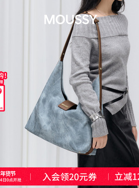 【新年礼物】MOUSSY Geek Chic复古仿牛仔大容量托特包包女斜挎包