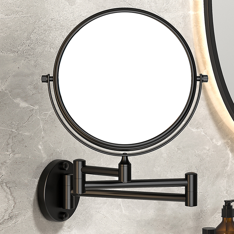 化妆镜壁挂伸缩卫生间浴室折x叠镜子酒店可拉伸放大美容免打孔厕