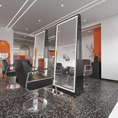 带理发店镜台剪子网红发双面美发店镜镜新款 发廊专用底座带灯落地