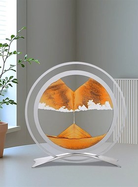 创意动态流沙f画摆件解压简约沙漏客厅摆件乔迁入宅摆件展示柜摆