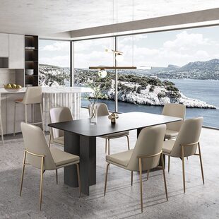 轻奢子欧式皮质21软包5凳子家用靠背铁艺休闲椅现代简约北欧餐椅