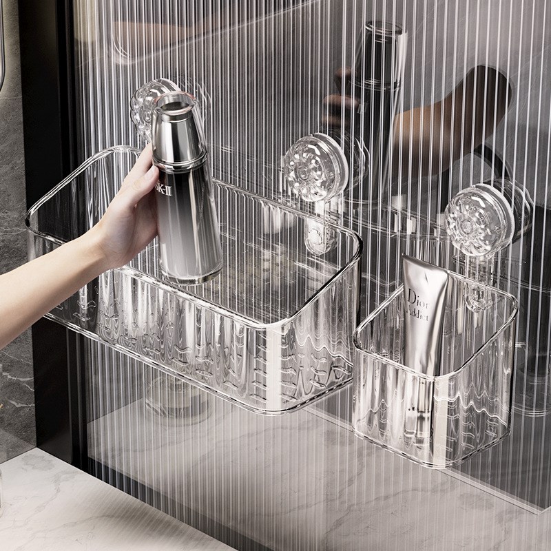 吸盘浴室置物架免打孔卫生间厕所洗手间洗漱台墙上V壁挂式收纳架