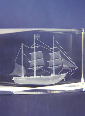 圣诞礼物水晶帆船工艺美术品一路顺F风办公桌摆件新年礼物一帆风