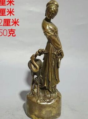 玄关摆件黄铜像办公室姑献寿祝寿礼品家居美站精麻