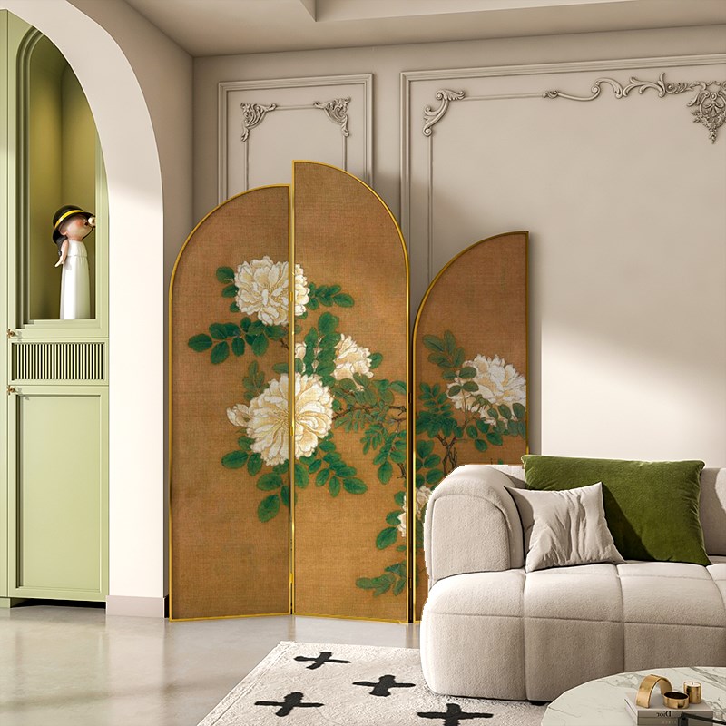 蔷薇图法式中国风屏风q隔断客厅茶室书房折叠移动卧室遮挡家用装