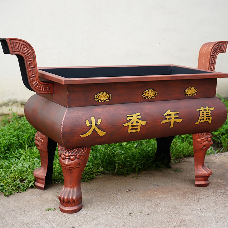 大型彷古香炉发货寺庙长方形铸铁祠堂景区道观室外插.香寺院平口