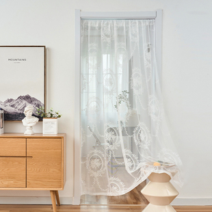 法式 纱帘门帘隔断帘家用免打孔卧室防蚊厨L房厕所遮挡帘子白纱窗