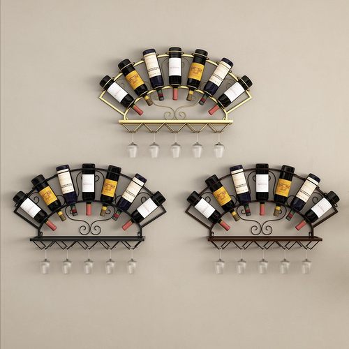 欧式红酒架壁挂装饰葡萄酒柜红吧台F置物架挂墙悬挂高脚酒杯架倒