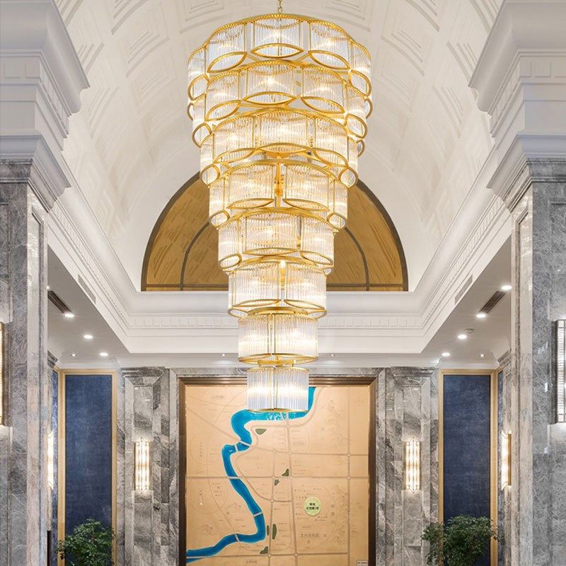 复式楼大吊灯别墅客厅中空简约楼中楼跃层轻奢长V水晶旋转楼梯灯,家装灯饰光源,客厅吊灯,淘宝优惠券,粉丝福利购,淘宝优惠卷