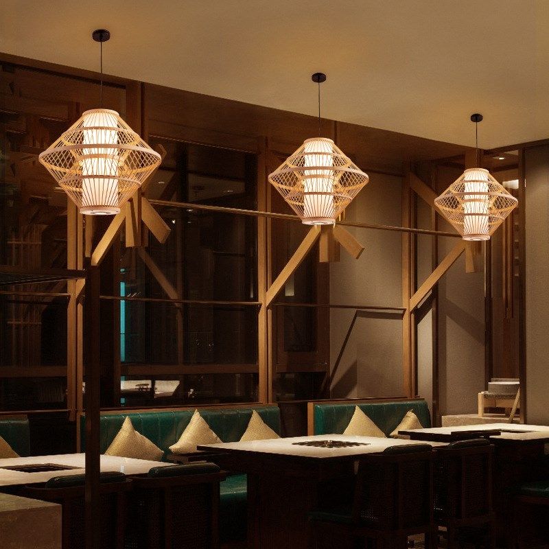 中式茶楼餐厅竹艺吊灯q饭店酒店灯笼西餐厅民宿火锅店手工竹编吊,家装灯饰光源,客厅吊灯,淘宝优惠券,粉丝福利购,淘宝优惠卷