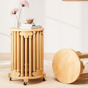 叠子实木圆凳登原木餐桌凳凳吃饭可新中式子家用茶几现代放叠叠乐