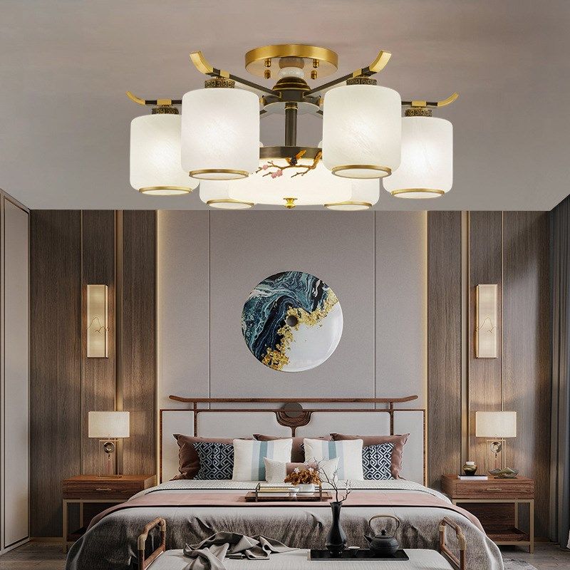 新中式全铜轻奢吊灯玄关茶室禅y意别墅现代简约圆形酒店餐厅吸顶,家装灯饰光源,客厅吊灯,淘宝优惠券,粉丝福利购,淘宝优惠卷