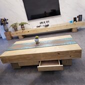 榻榻米桌小户型洽谈桌茶几电视柜组合泡茶桌北欧茶台原木复古客厅