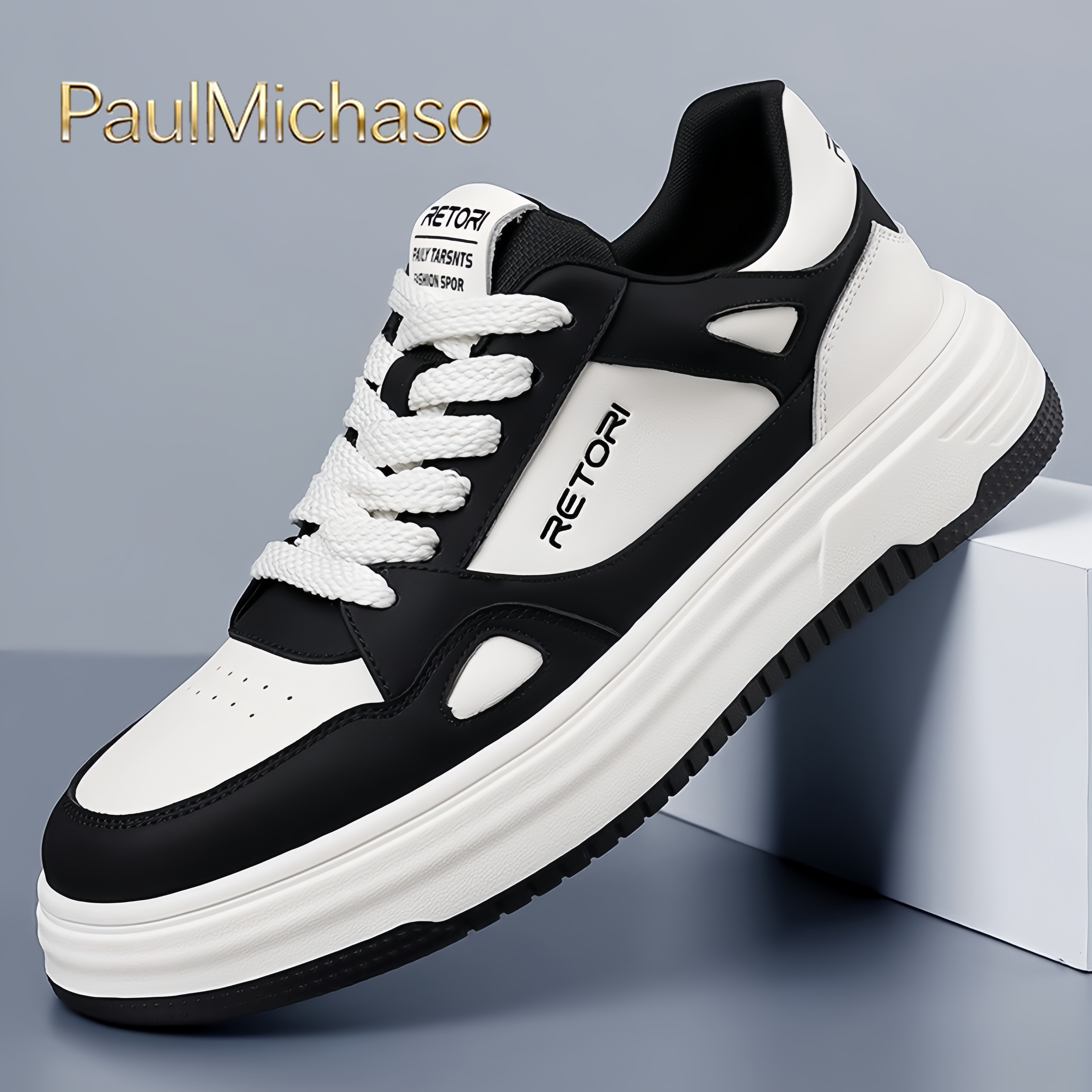 男士板鞋2025新款冬季黑白熊猫男鞋真皮厚底增高运动休闲鞋子男款