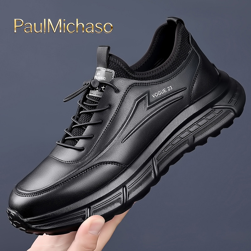 男皮鞋男士2025新款秋冬季黑色真皮男鞋轻便软底运动休闲鞋子男款