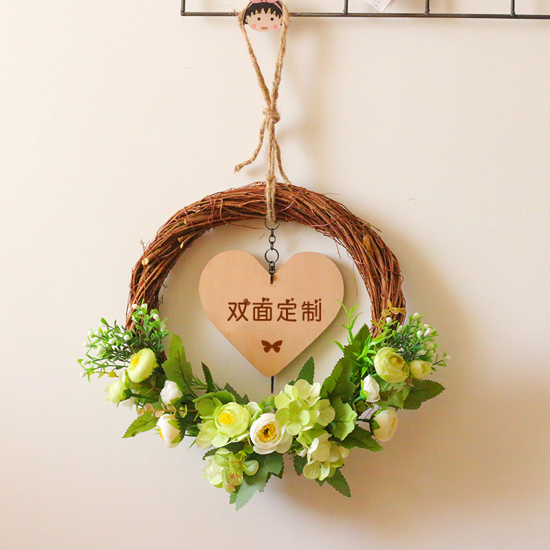 营业中挂牌双面定制店铺玫瑰花束花环G家居装饰家门口欢迎回家门