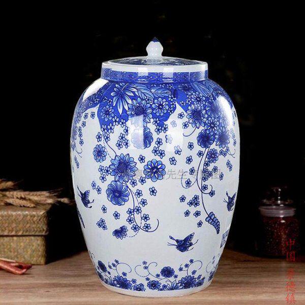 米缸面缸米桶面粉带盖25kg50斤100陶瓷水缸装油罐密封储物罐大号