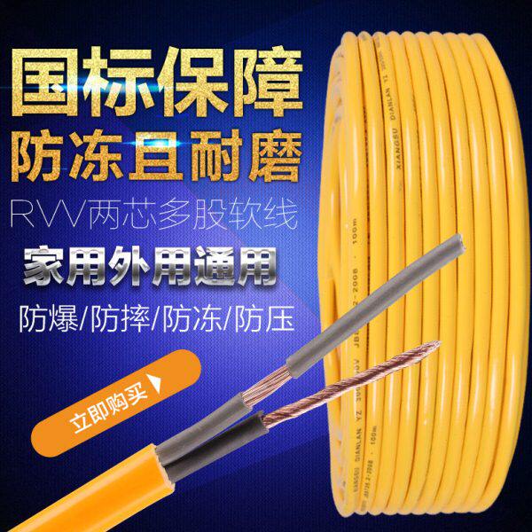 国标二芯电线电缆防冻耐磨护套线电源软线橡套线10/20/30米包邮