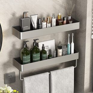 卫生间浴室置物架加高免打孔挂墙上洗手间厕所洗漱台高端收纳架子