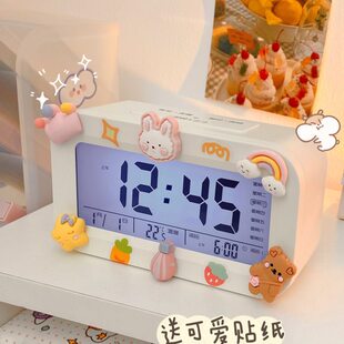 电子闹钟学生用钟表新款智能女孩桌面儿童床头多功能时钟强力叫醒