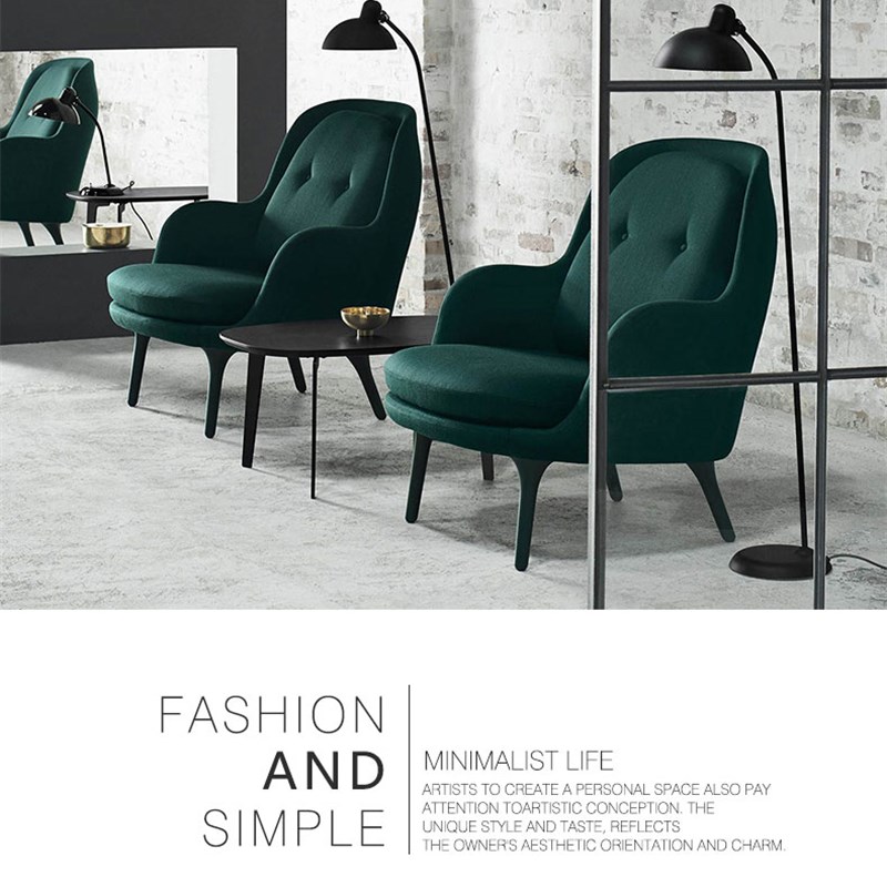 北欧玻璃钢时尚布艺高背扶u手椅子客厅样品房公共休闲接待洽谈沙