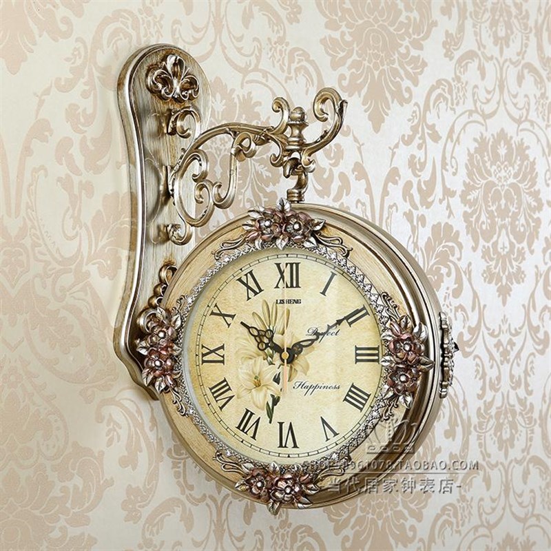 双面挂钟静音客厅创意p钟表现代覆古家用时钟简约两面个性欧式挂