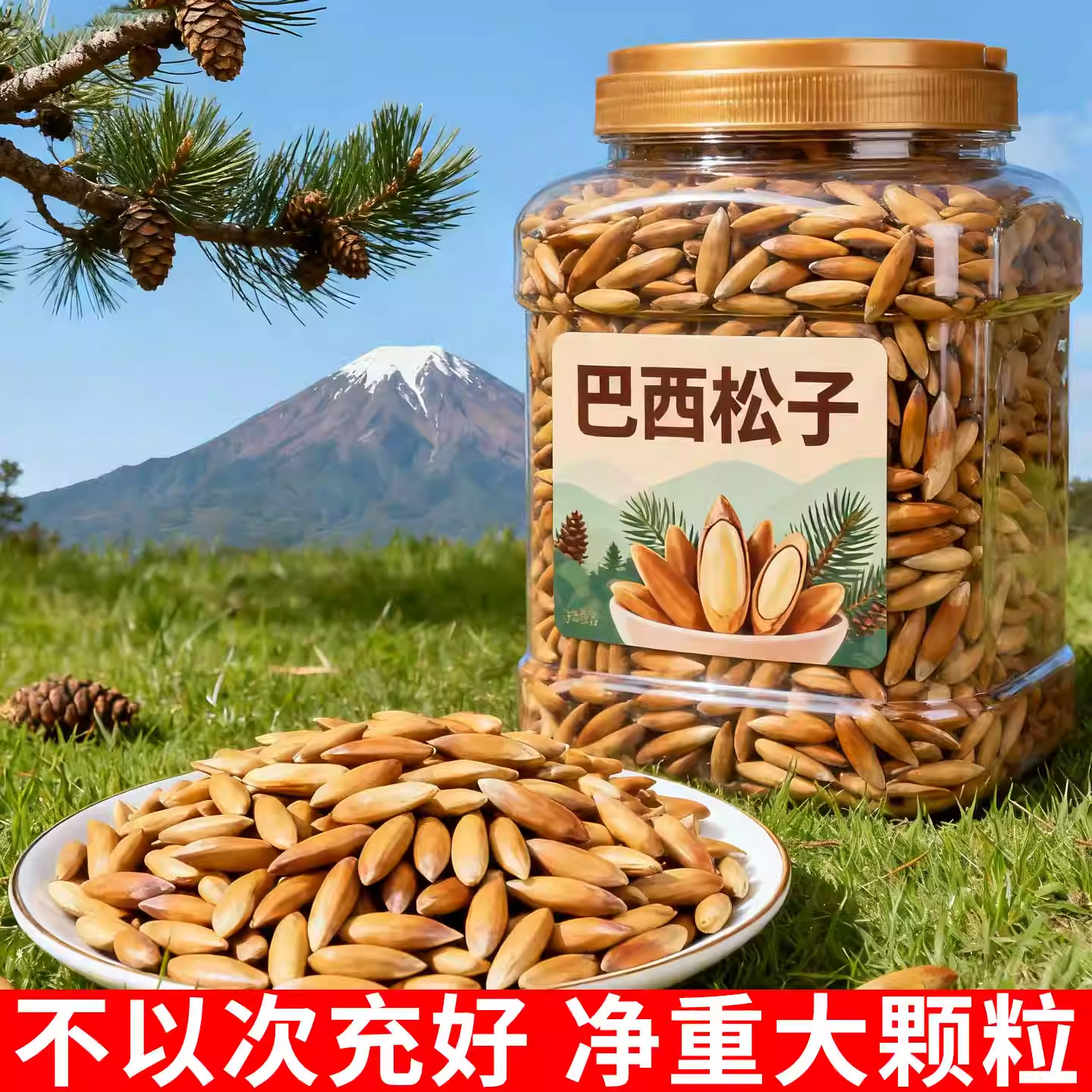 巴西松子手剥长粒500g新货2025旗舰店特产级大颗粒零食阿富汗坚果,零食/坚果/特产,东北松子,淘宝优惠券,粉丝福利购,淘宝优惠卷