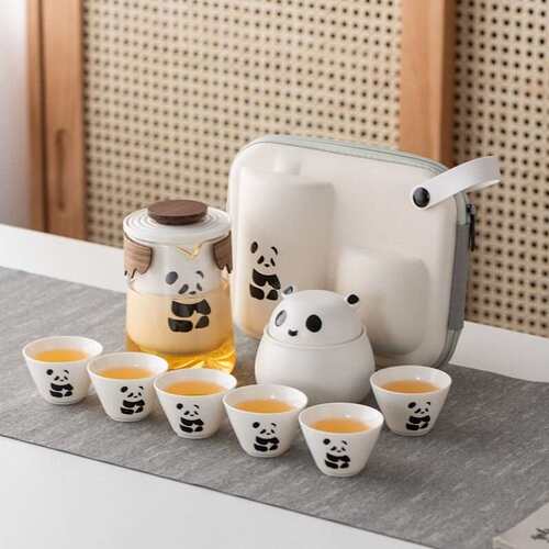 熊猫功夫茶具茶杯套装便携式旅行茶具泡茶壶快客茶杯高档商务礼品